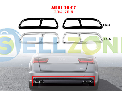 Διπλές μεταλλικές ακροφυσιές εξατμισης με αυτοκόλλητα για AUDI A6 C7 - EA04/EA05